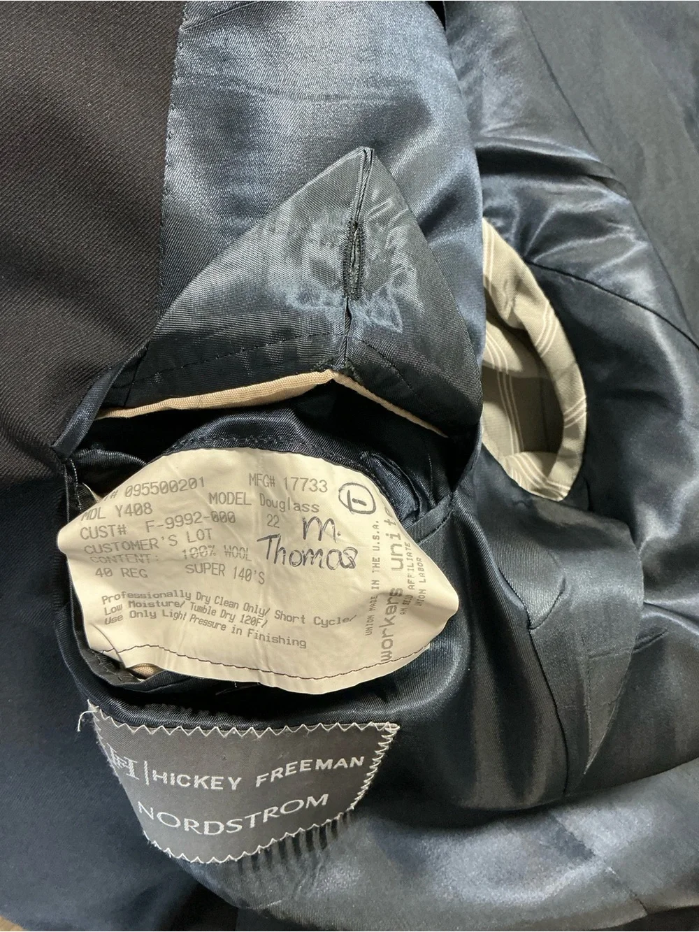 Hickey Freeman Dark Navy Two-Button Sport Coat